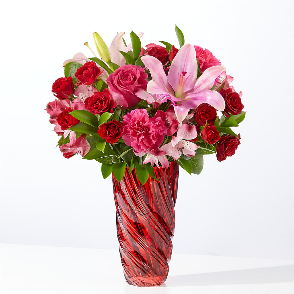In Love Bouquet with Luxe Swirl Vase – Flowers By Willie, Marshall TX