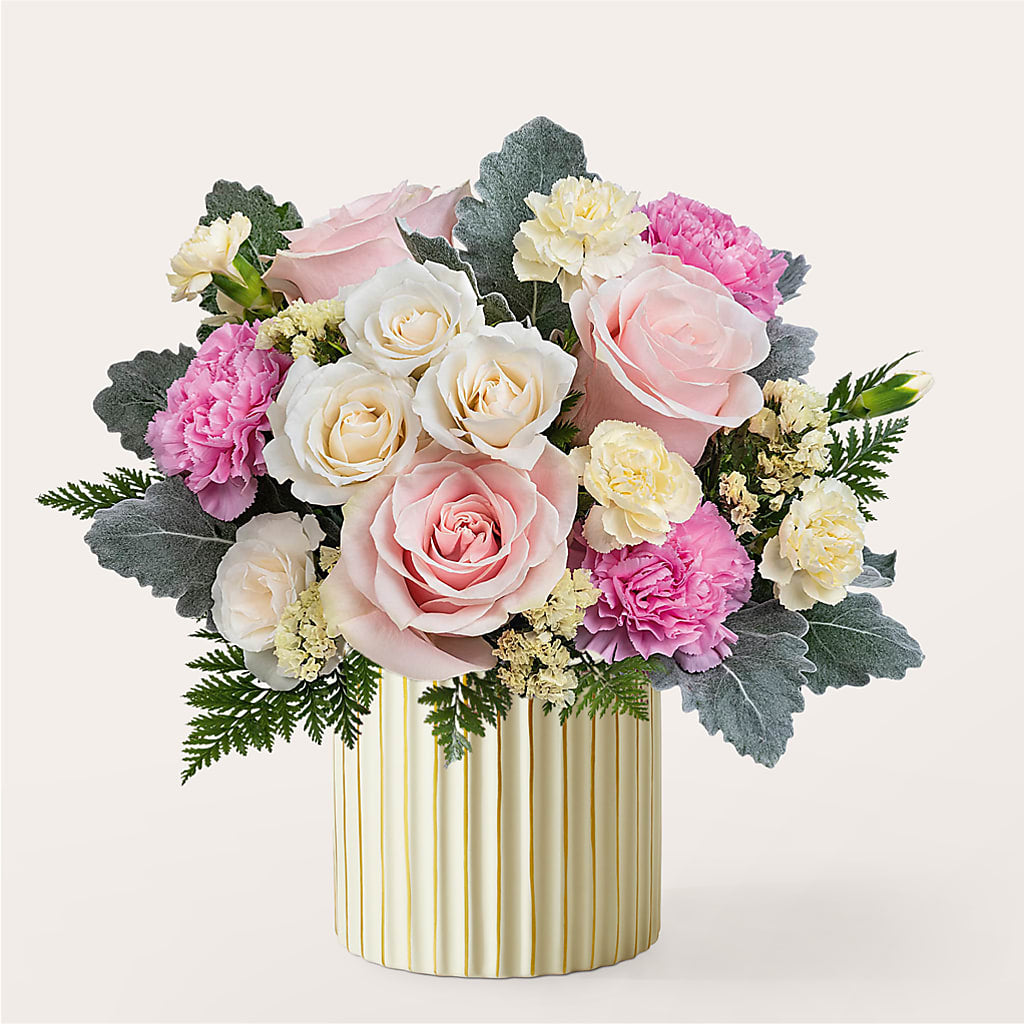 Blissful Moments Bouquet with Ivory Vase – Flowers By Willie, Marshall TX
