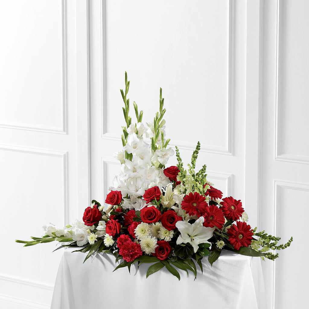 Crimson & White Arrangement – Flowers By Willie, Marshall TX