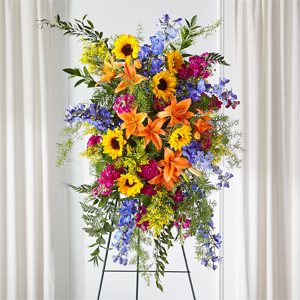 Sunlit Memories Standing Spray (Standard) – Flowers By Willie, Marshall TX