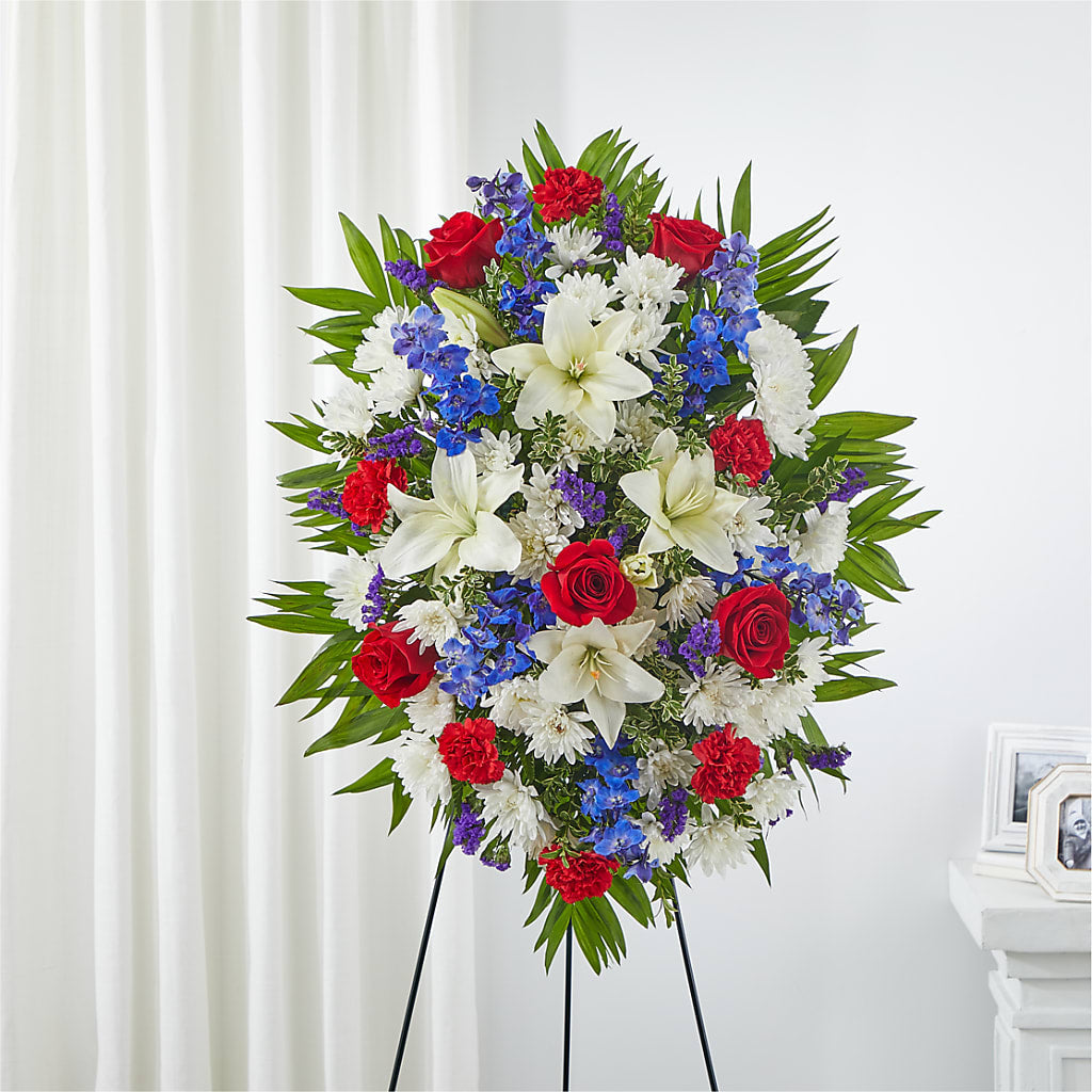Cherished Service Standing Spray – Flowers By Willie, Marshall TX