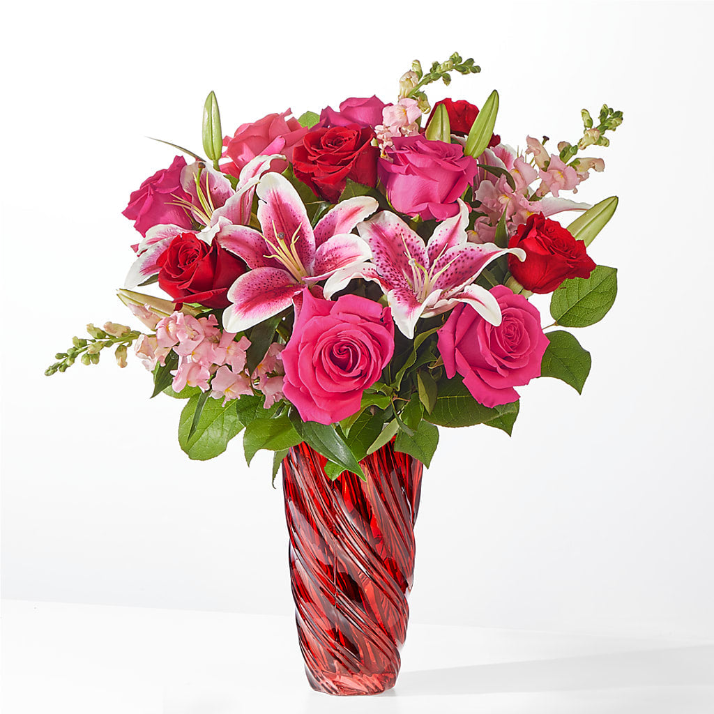 Always You Bouquet with Luxe Swirl Vase – Flowers By Willie, Marshall TX