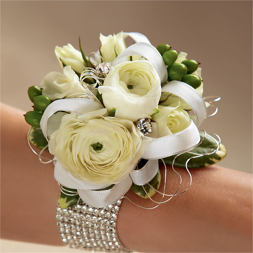 White Wedding Corsage – Flowers By Willie, Marshall TX