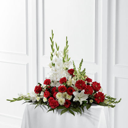 Crimson & White Arrangement –  Flowers By Willie, Marshall TX