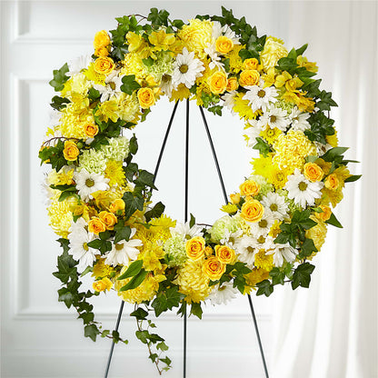 Golden Remembrance Wreath –  Flowers By Willie, Marshall TX