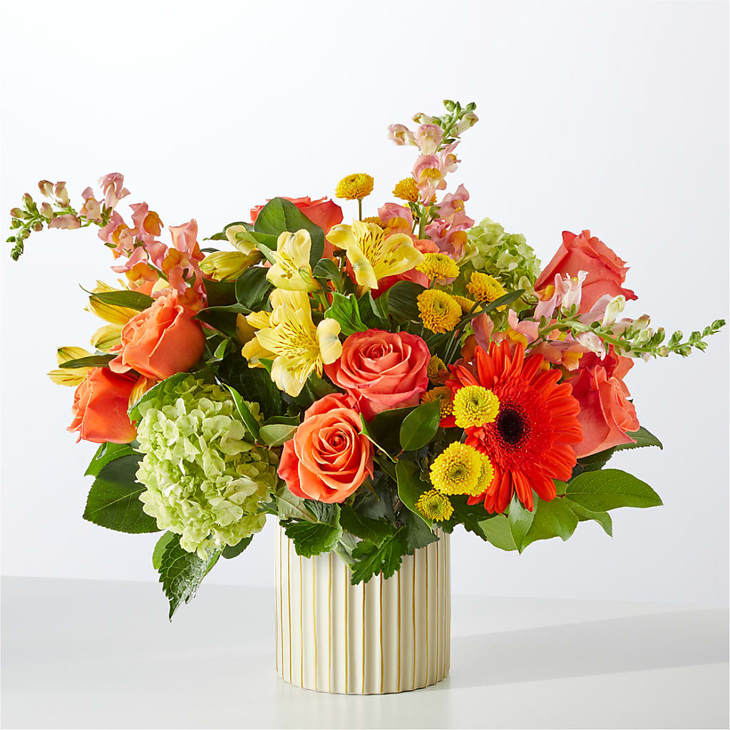 Autumn Sunshine Bouquet with Ivory Vase –  Flowers By Willie, Marshall TX