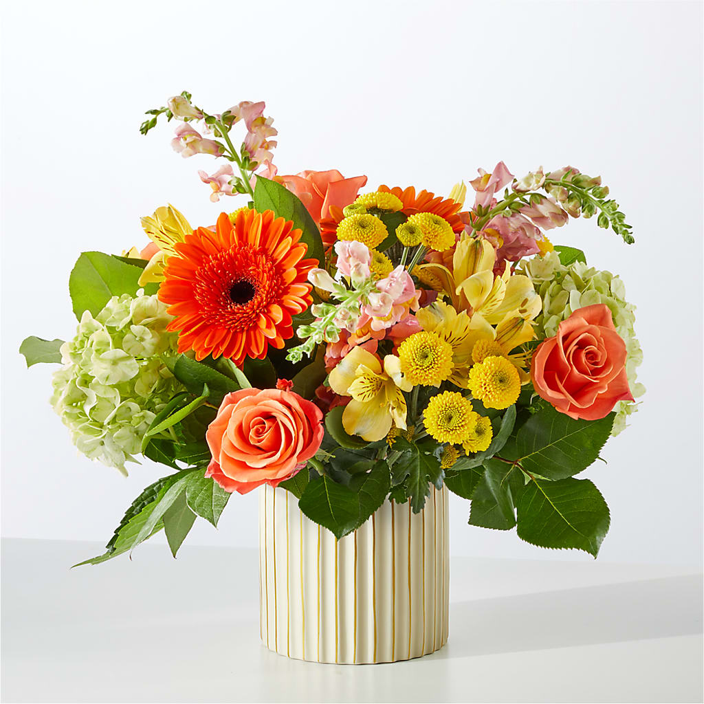 Autumn Sunshine Bouquet with Ivory Vase –  Flowers By Willie, Marshall TX