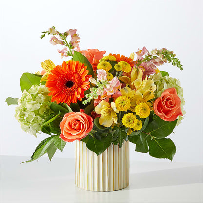 Autumn Sunshine Bouquet with Ivory Vase –  Flowers By Willie, Marshall TX