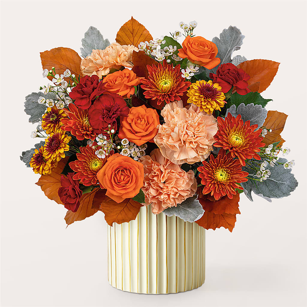 Merlot Bouquet with Ivory Vase –  Flowers By Willie, Marshall TX